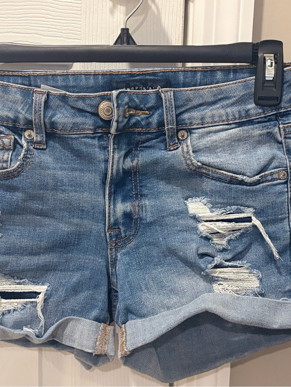 Aeropostale Light Blue Distressed Denim Shorts